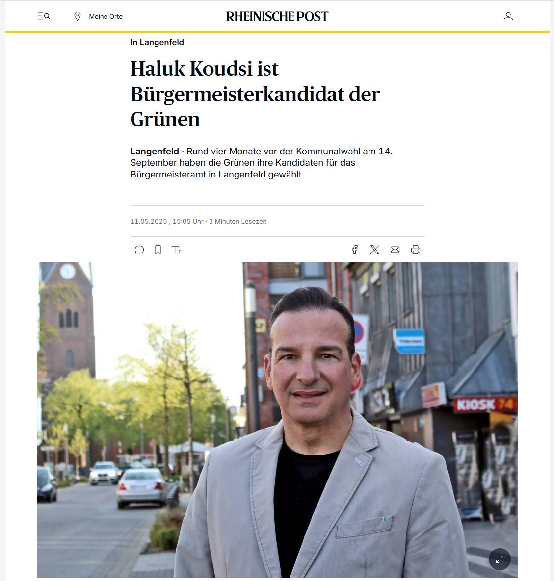 Ein Bericht über den Bürgermeisterkandidaten Haluk Koudsi in der Rheinischen Post